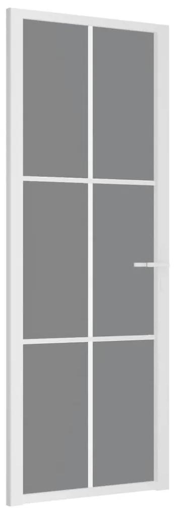 vidaXL Εσωτερική Πόρτα 76 x 201,5 εκ. Λευκό ESG Γυαλί και Αλουμίνιο