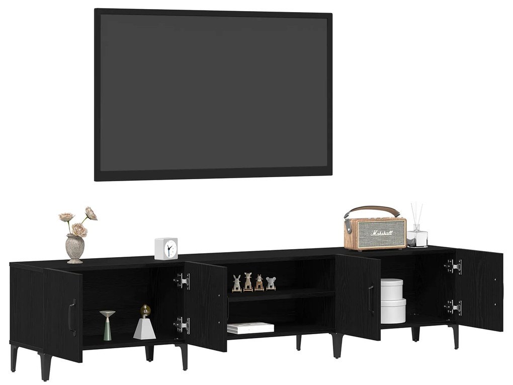 vidaXL Ντουλάπα Τηλεόρασης Μαύρο Δρυς 180x31,5x40 εκ Επεξεργασμένο Ξύλο