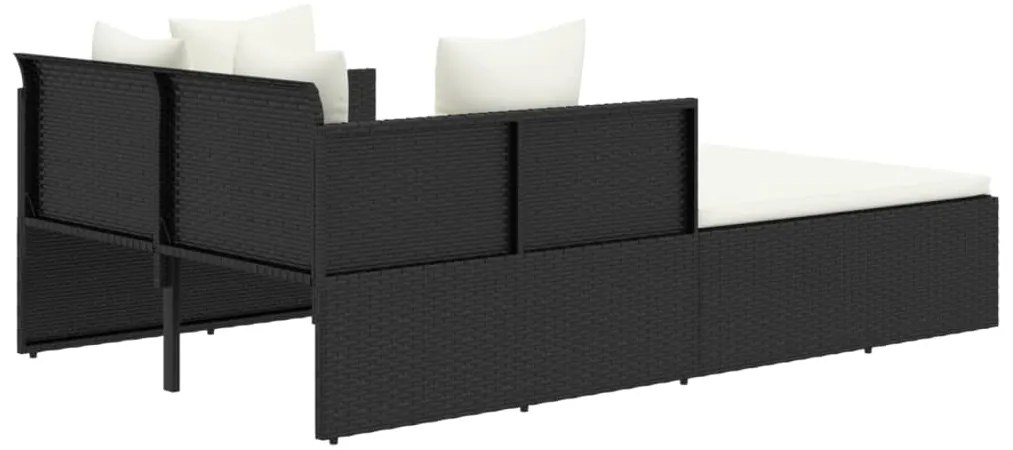 vidaXL Ξαπλώστρα Μαύρη 182 x 118 x 63 εκ. Συνθετικό Ρατάν με Μαξιλάρια