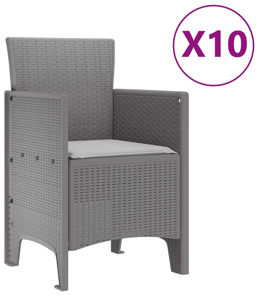 vidaXL Σέτ φαγητού για κήπο με μαξιλάρι 11 pcs Ανοιχτό γκρι 10 θέσεων