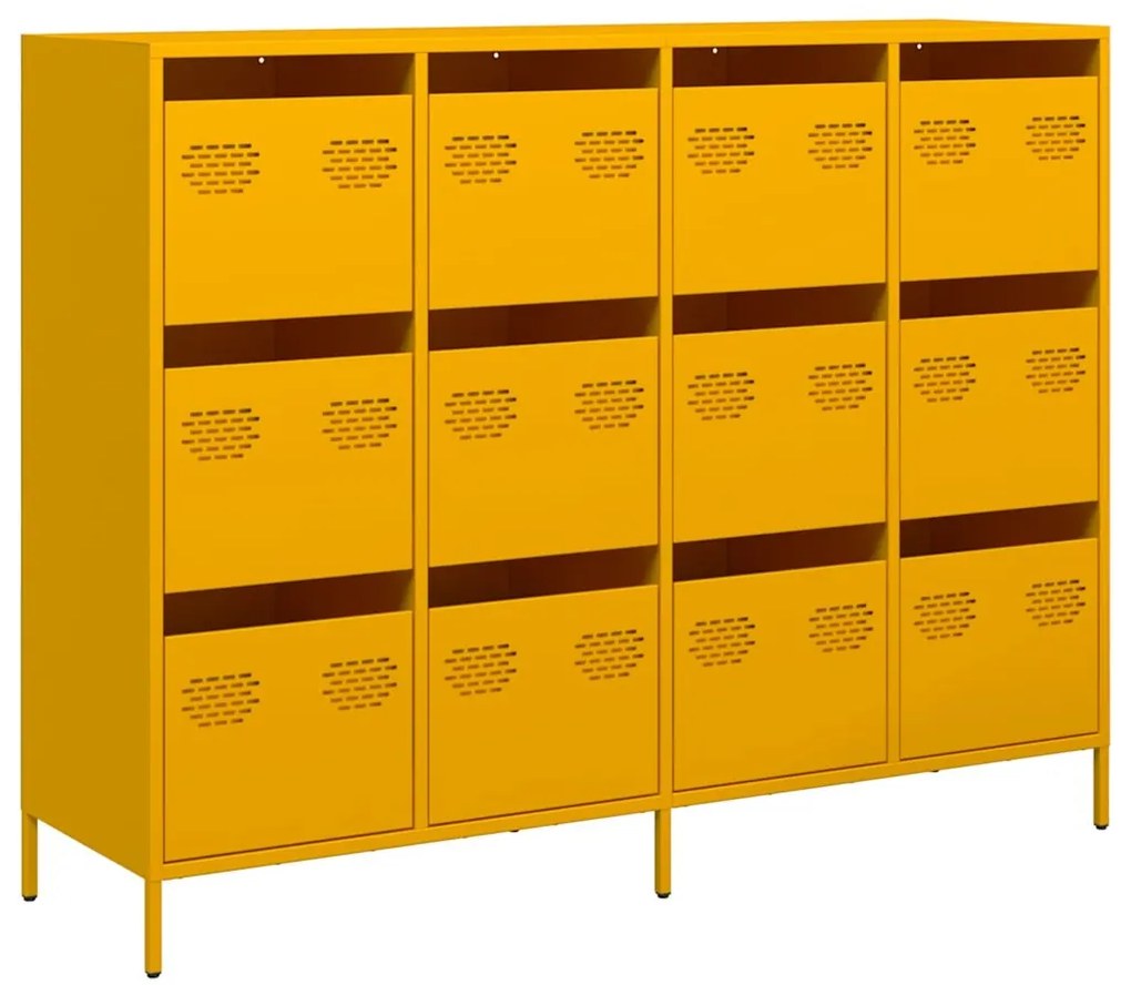 vidaXL Sideboard Μουστάρδα κίτρινη 135x39x103,5cm Ατσάλι ψυχρής έλασης