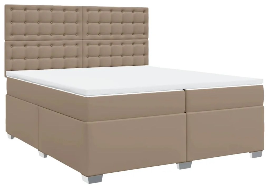 vidaXL Κρεβάτι Boxspring με Στρώμα Καπουτσίνο 200x200εκ.από Συνθ.Δέρμα