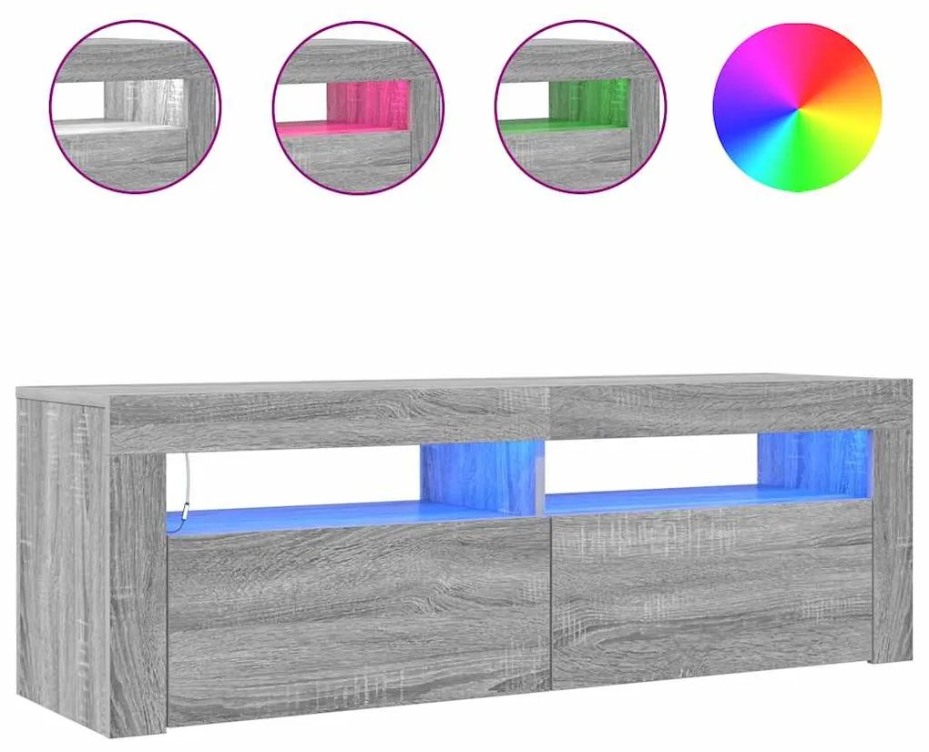vidaXL Έπιπλο Τηλεόρασης με LED Γκρι Sonoma 120x35x40 εκ.