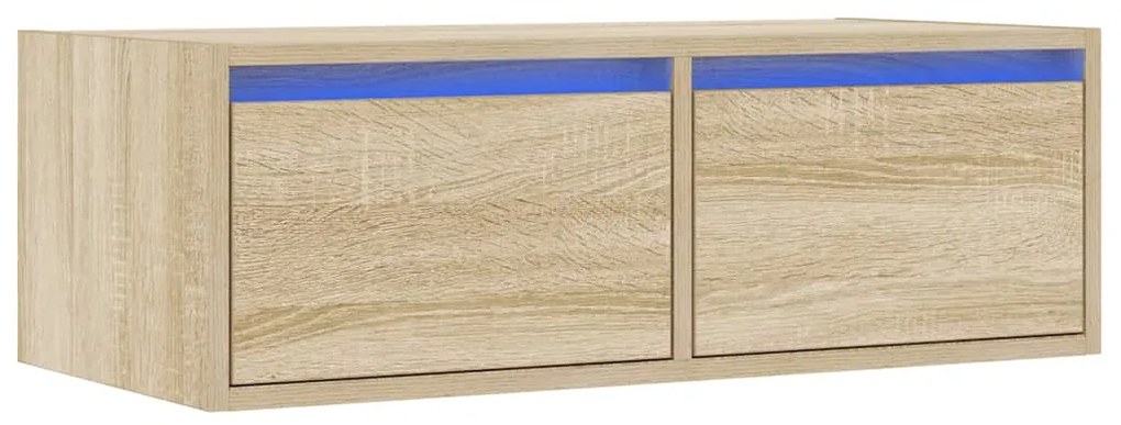 vidaXL ντουλάπι τηλεόρασης  με φώτα LED Sonoma Oak 75x35,5x25 cm