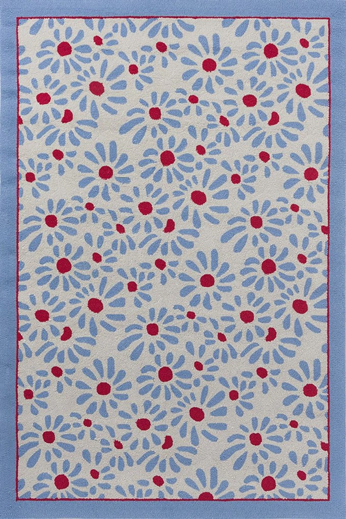 Χαλί Thorncliff Daisy 480308 Sky Blue-Red Laura Ashley 200X280cm