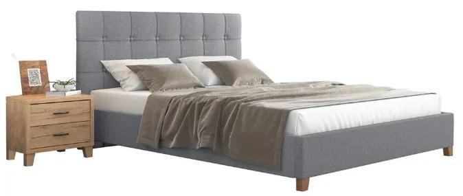 Κρεβάτι Νο64 για στρώμα 150x200cm επενδυμένο με ύφασμα Γκρι διπλό