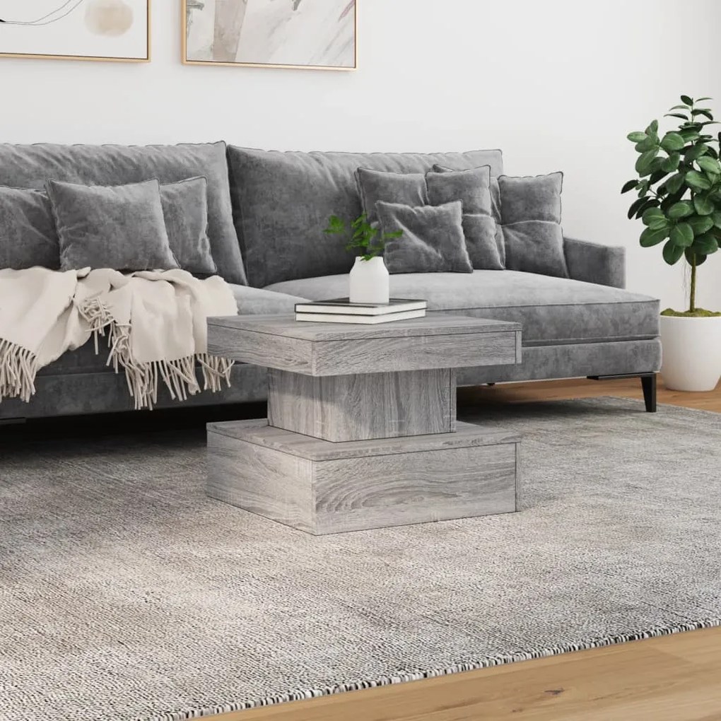 vidaXL Τραπεζάκι Σαλονιού με LED Γκρι Sonoma 50 x 50 x 40 εκ.
