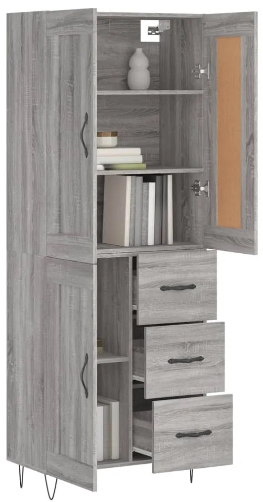 vidaXL Ντουλάπι Γκρι Sonoma 69,5 x 34 x 180 εκ. Επεξεργασμένο Ξύλο