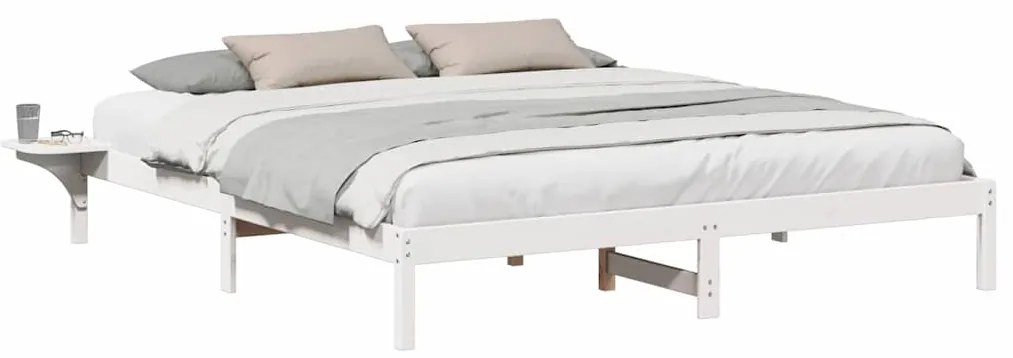 vidaXL Πλαίσιο κρεβατιού με κομοδίνα Λευκό 200 x 200 cm Λευκό