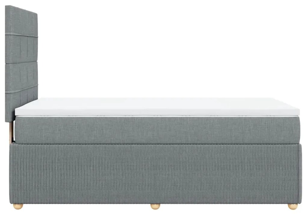 vidaXL Κρεβάτι Boxspring με Στρώμα Ανοιχτό Γκρι 100x200 εκ. Υφασμάτινο