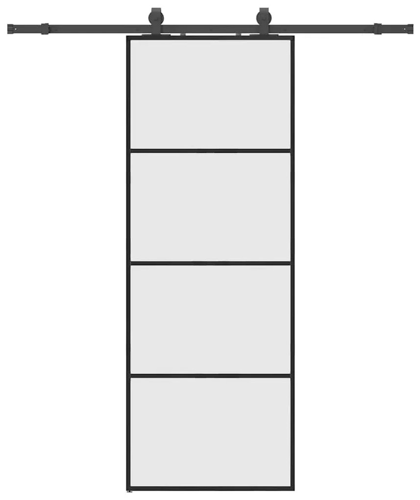 vidaXL Συρόμενη Πόρτα με Μηχανισμό Μαύρο 76x205 εκ. Γυαλί ESG