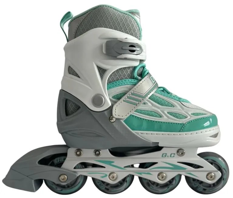 Αυξομειούμενα Πατίνια Roller G&amp;C BW188 Γκρι/Μπλε με LED Τροχούς IN-LINE SKATES Medium (35-38)