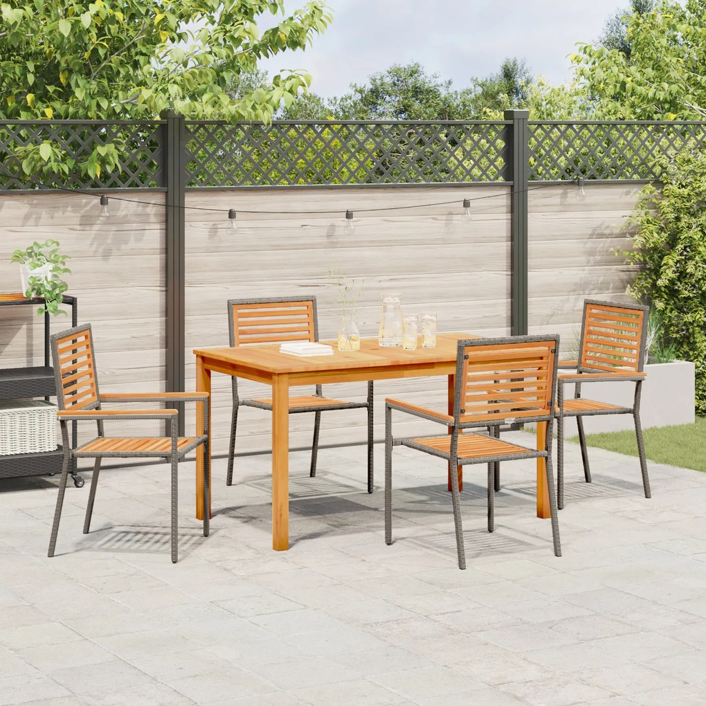 vidaXL Σετ Τραπεζαρίας Κήπου 5 Τεμαχίων 5 pcs Γκρι 140 x 80 x 74 cm