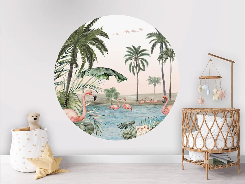 Flamingo Oasis Ταπετσαρια Τοιχου Ροζ Στρογγυλη 80cm