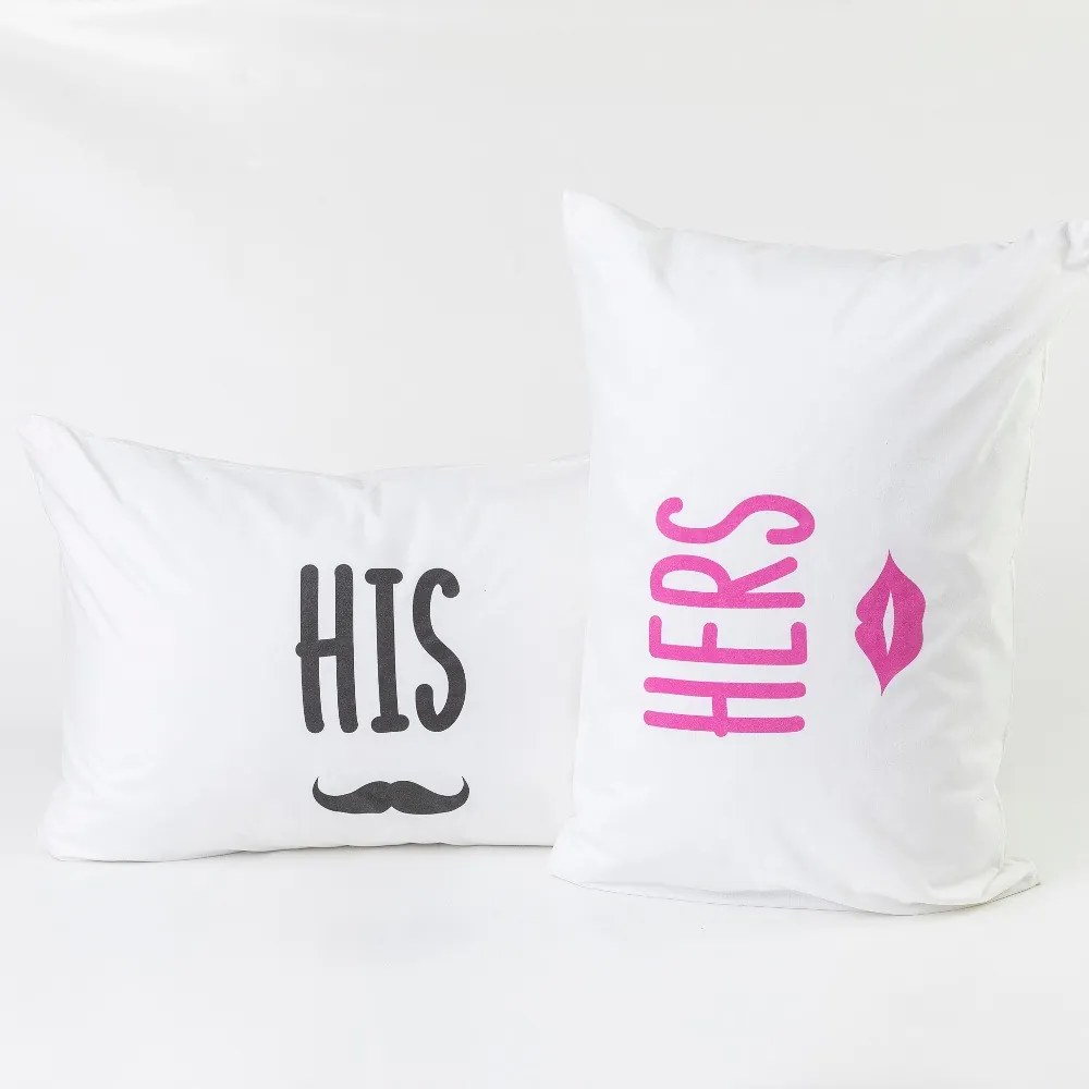 Ζεύγος Μαξιλαροθήκες His&amp;Hers Λευκό  2  50 x 70 cm 018902071017