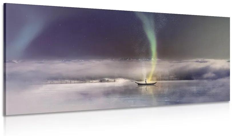 Εικόνα βόρειο σέλας πάνω από μια παγωμένη λίμνη - 100x50
