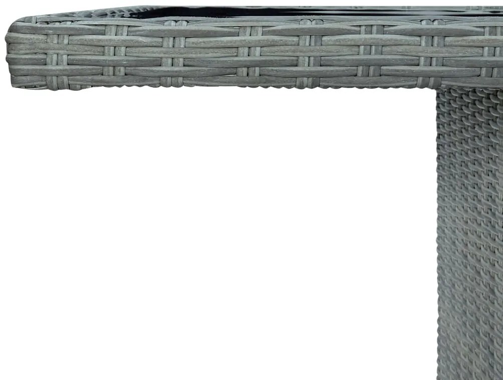 vidaXL Τραπέζι Κήπου Ανοιχτό Γκρι Συνθετικό Ρατάν / Ψημένο Γυαλί