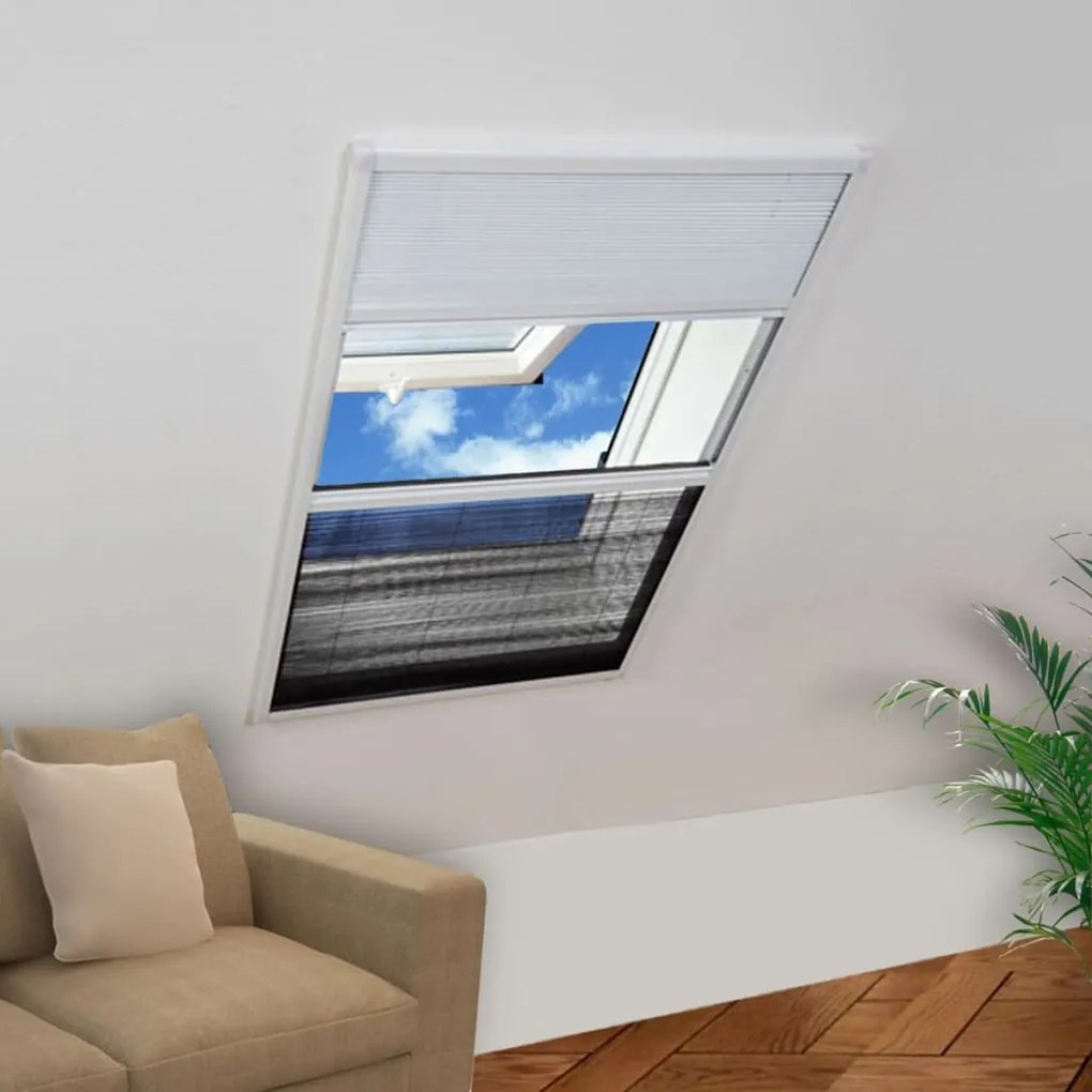 vidaXL Σήτα Παραθύρου Πλισέ με Σκίαστρο 80 x 100 εκ. Αλουμινίου