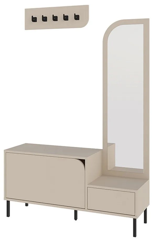 Έπιπλο Εισόδου Mila 0241590 Με Κρεμάστρα 120x37x171,6cm Sandstone