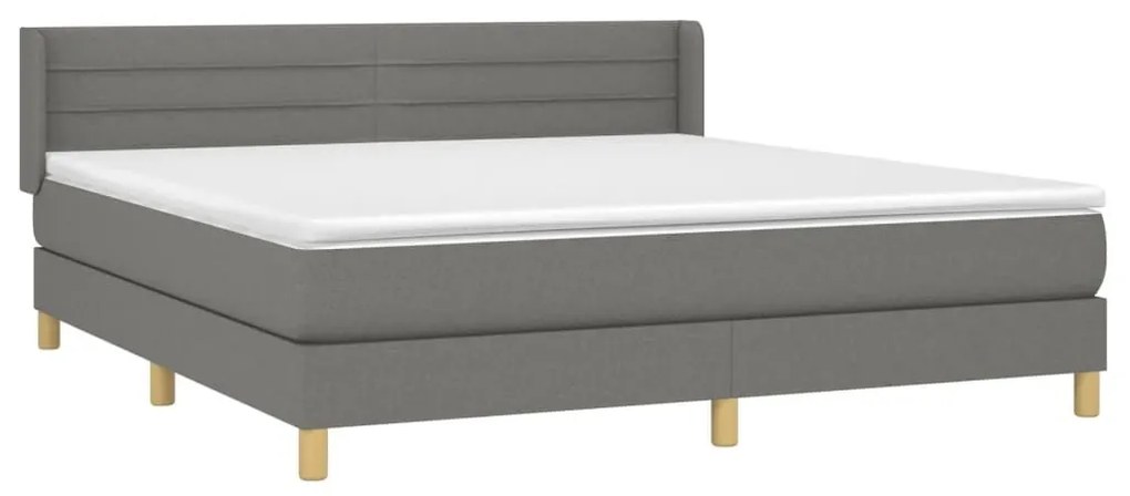 Κρεβάτι Boxspring με Στρώμα Σκούρο Γκρι 180x200 εκ Υφασμάτιν - Γκρι