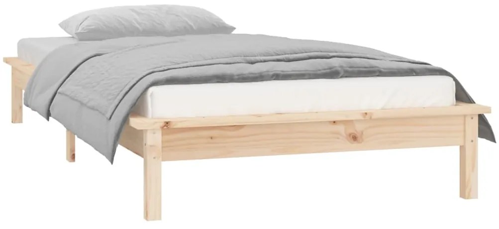 vidaXL Πλαίσιο Κρεβατιού με LED 90 x 190 εκ. Μονό από Μασίφ Ξύλο