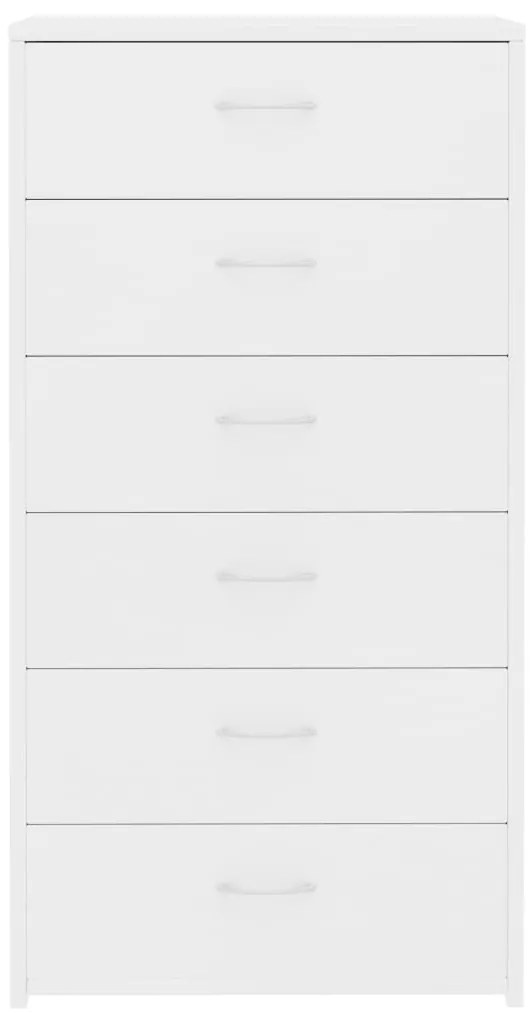 vidaXL Συρταριέρα με 6 Συρτάρια Λευκή 50 x 34 x 96 εκ. από Επεξ. Ξύλο