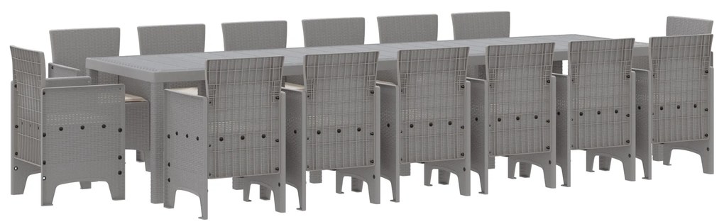 vidaXL Σετ Τραπεζαρίας Κήπου 15 pcs Ανοιχτό γκρι Large