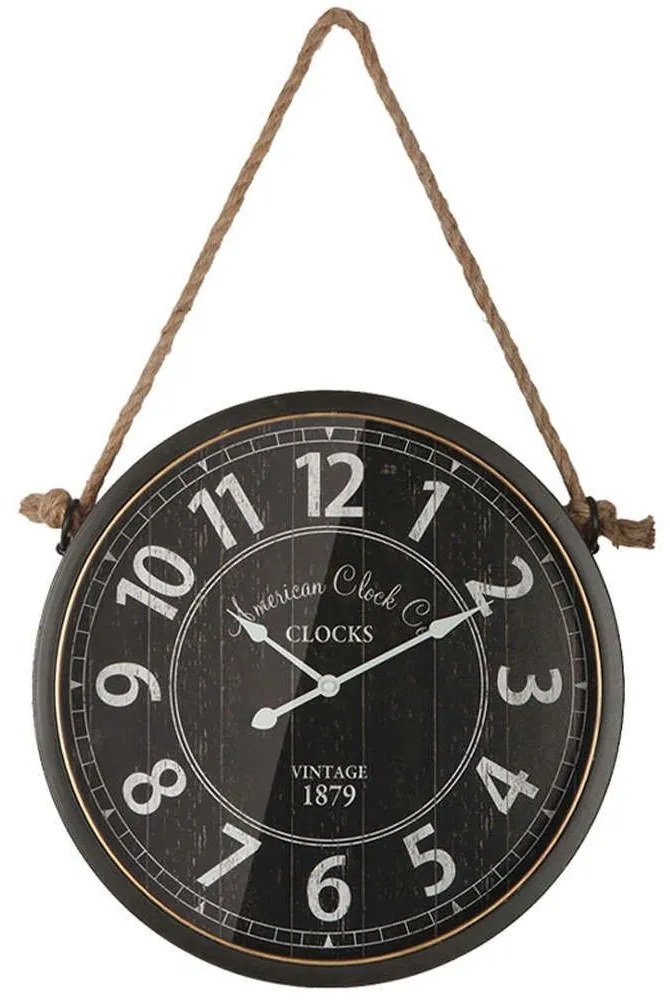 Ρολόι Τοίχου 15-00-94240 Φ40x6cm Black Marhome Μέταλλο,Γυαλί