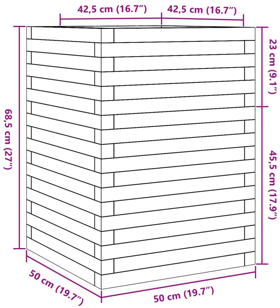 Ζαρντινιέρα 50x50x68,5 εκ. από Μασίφ Ξύλο Πεύκου - Καφέ