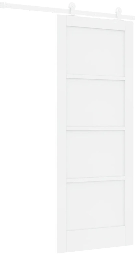 vidaXL Συρόμενη Πόρτα με Σετ Μηχανισμού Λευκή 78x202 εκ. Συμπαγής Ξύλο Πεύκο