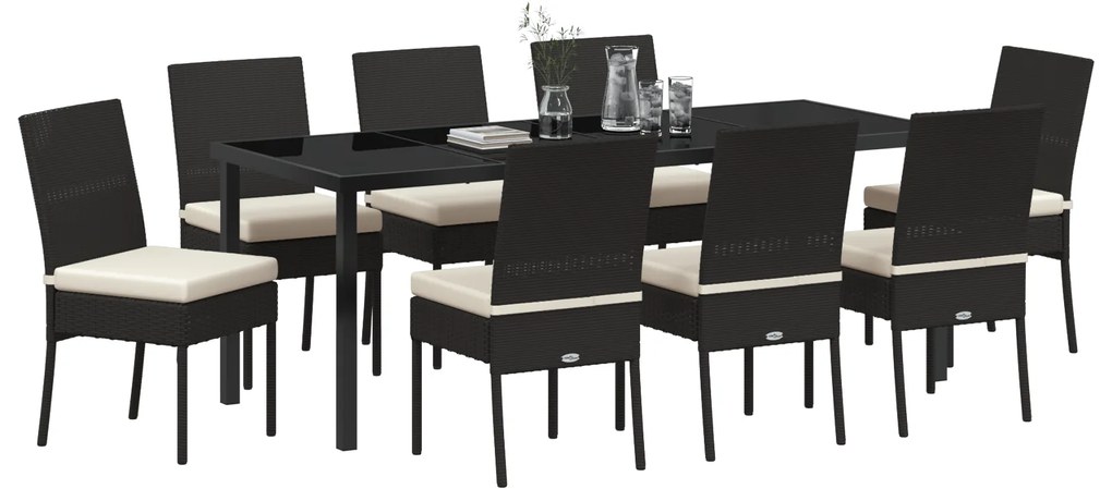vidaXL Σετ 9 Τεμαχίων DINING Κήπου  Μαύρο Πολυρατάν