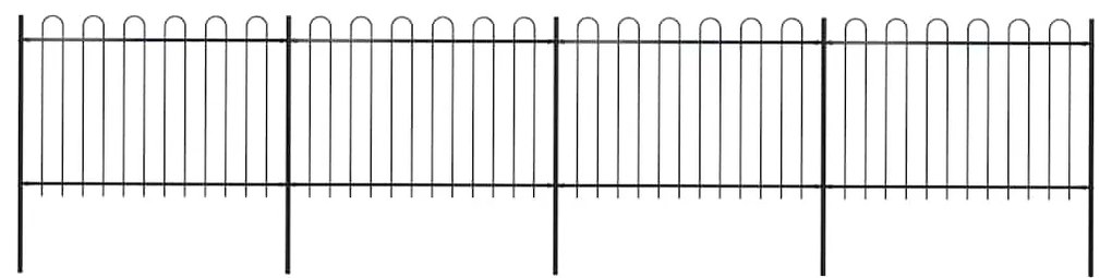 vidaXL Φράχτης Κήπου με Κορυφή από Ατσάλι 714,5 x 120 εκ. Μαύρος