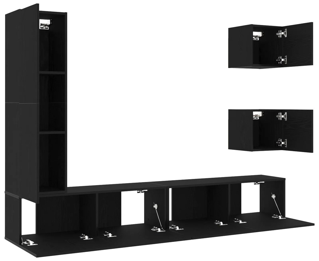 vidaXL Σετ Τηλεοπτικής Ντούσας 6 pcs Μαύρη δρυς 160 x 30 x 30.5 εκ.