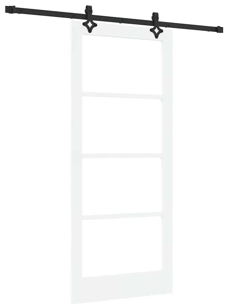 vidaXL Συρόμενη Πόρτα Λευκό 86 x 198.5 cm Ξύλο και μέταλλο