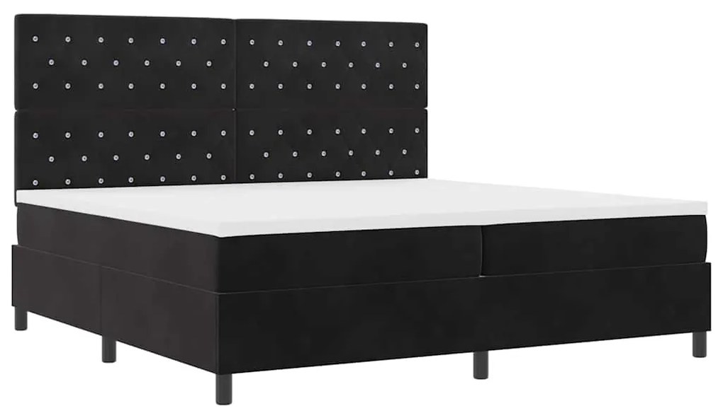 vidaXL Κρεβάτι με ελατήρια με στρώμα Μαύρο 200 x 200 cm Βελούδο
