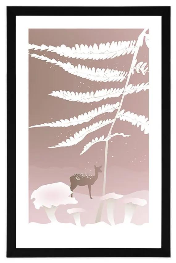 Αφίσα με παρπαστού Παραμυθένια ζωή στο δάσος - 30x45 white