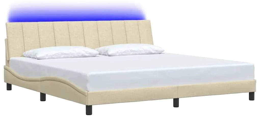 vidaXL Σκελετός Κρεβατιού Χωρίς Στρώμα Hanko Κρεμ 200x200 εκ. Υφασμάτινο