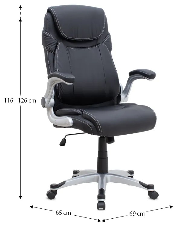 Καρέκλα γραφείου διευθυντική Gustavo Megapap από τεχνόδερμα χρώμα μαύρο 69x65x116/126εκ.