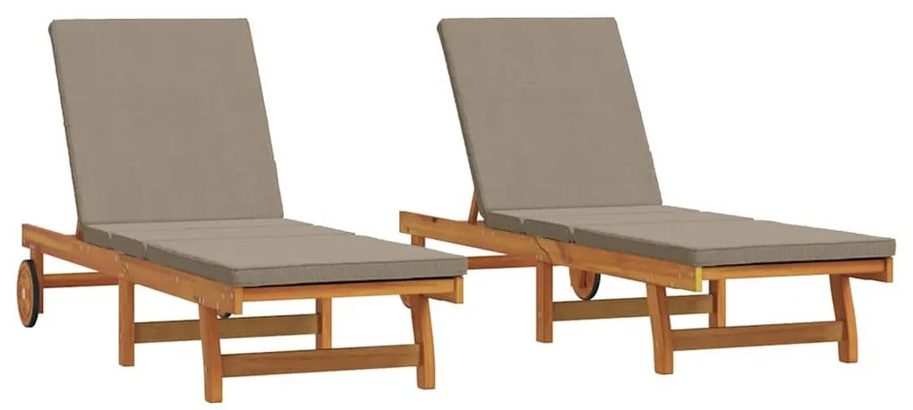 vidaXL Ξαπλώστρα 2 pcs Καφέ 63 x 199 x 85 εκ. Μασίφ ξύλο ακακίας