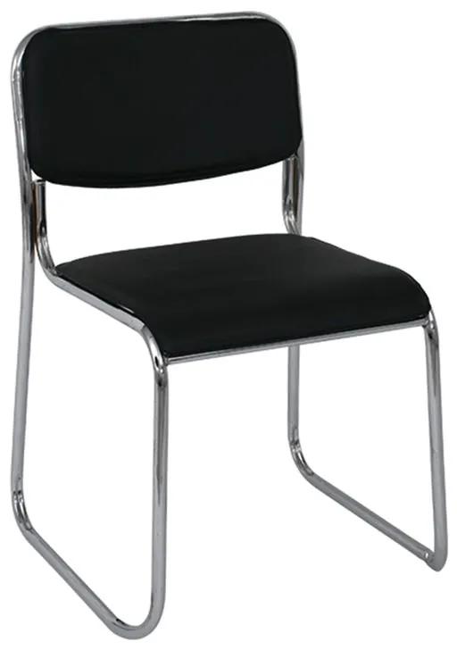 CAMPUS Καρέκλα Επισκέπτη Γραφείου, Στοιβαζόμενη Χρώμιο Μέταλλο, Hard PVC Μαύρο  51x52x78cm [-Μαύρο-] [-PU - PVC - Bonded Leather-] Ε553,1