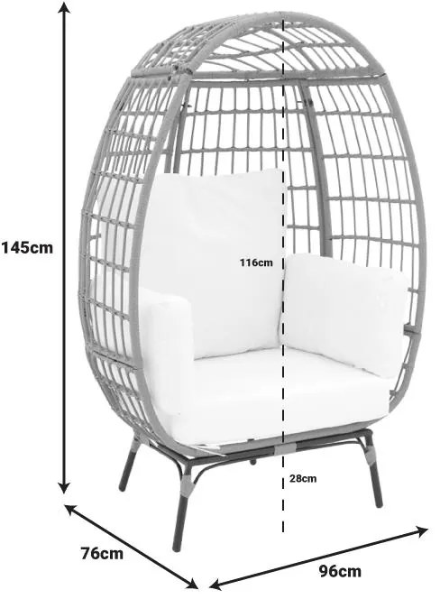 Πολυθρόνα Frox wicker rattan φυσικό-μεταλλικό φυσικό-μαύρο πόδι-μπεζ μαξιλάρι 96x76x145εκ 96x76x145 εκ.