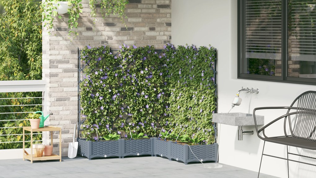 vidaXL Γλάστρες Κήπου 1 τεμ Ανοιχτό γκρι 120 x 120 x 126 cm Πλαστικό