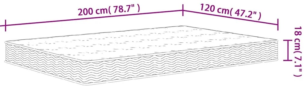 vidaXL Στρώμα με Bonnell Springs Μεσαία Σκληρότητα 120 x 200 εκ.