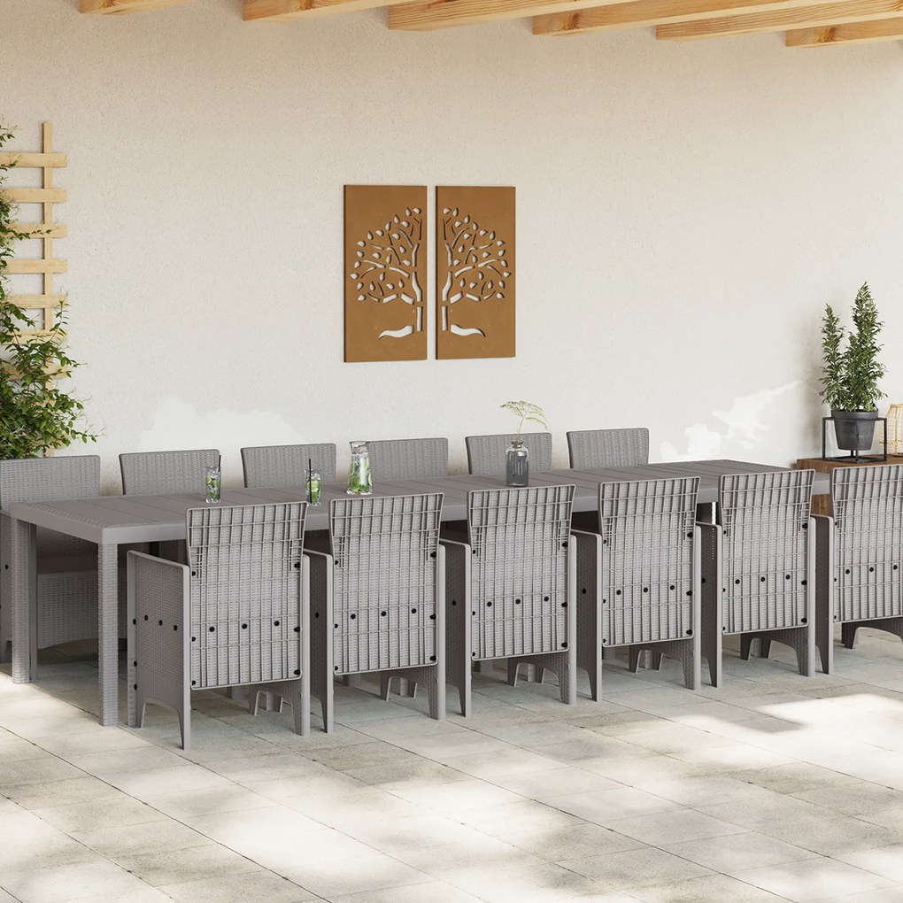 vidaXL Σετ Τραπεζαρίας Κήπου 13 pcs Ανοιχτό γκρι Large