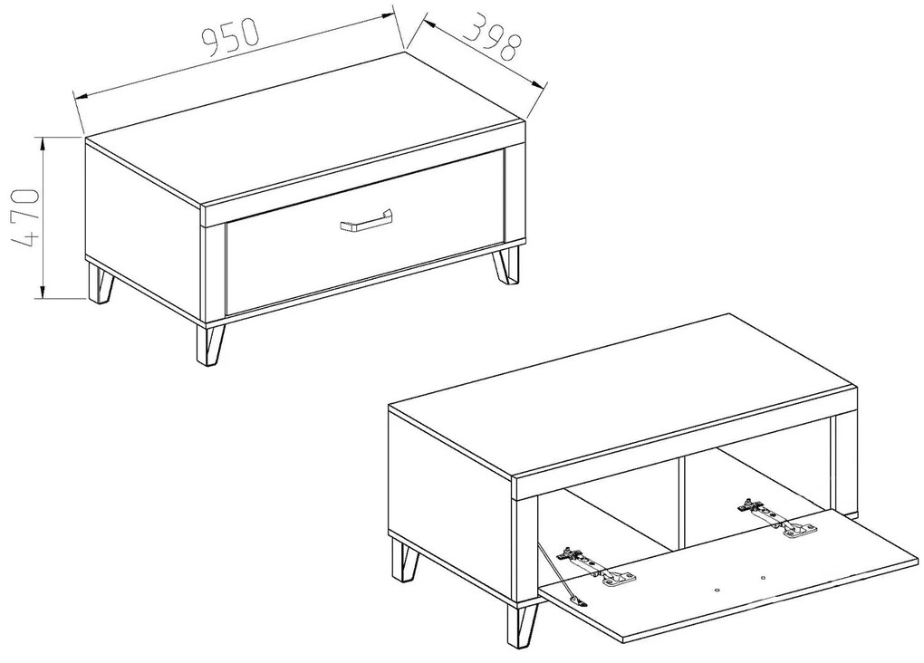 Έπιπλο Αποθήκευσης με Μαξιλάρι ANTRONE Light Artwood/Anthracite 95x39.8x47