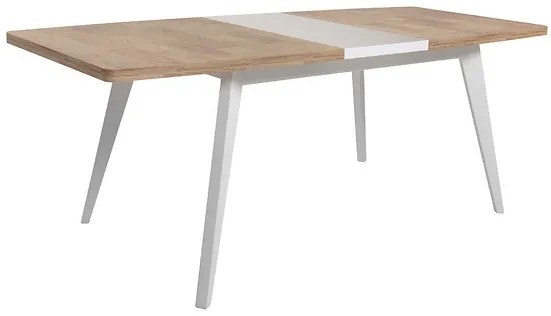 Τραπέζι Boston BH125, Γυαλιστερό λευκό, Westminster δρυς, 76x90x160cm, 39 kg, Επιμήκυνση, Πλαστικοποιημένη μοριοσανίδα, Ξύλο | Epipla1.gr