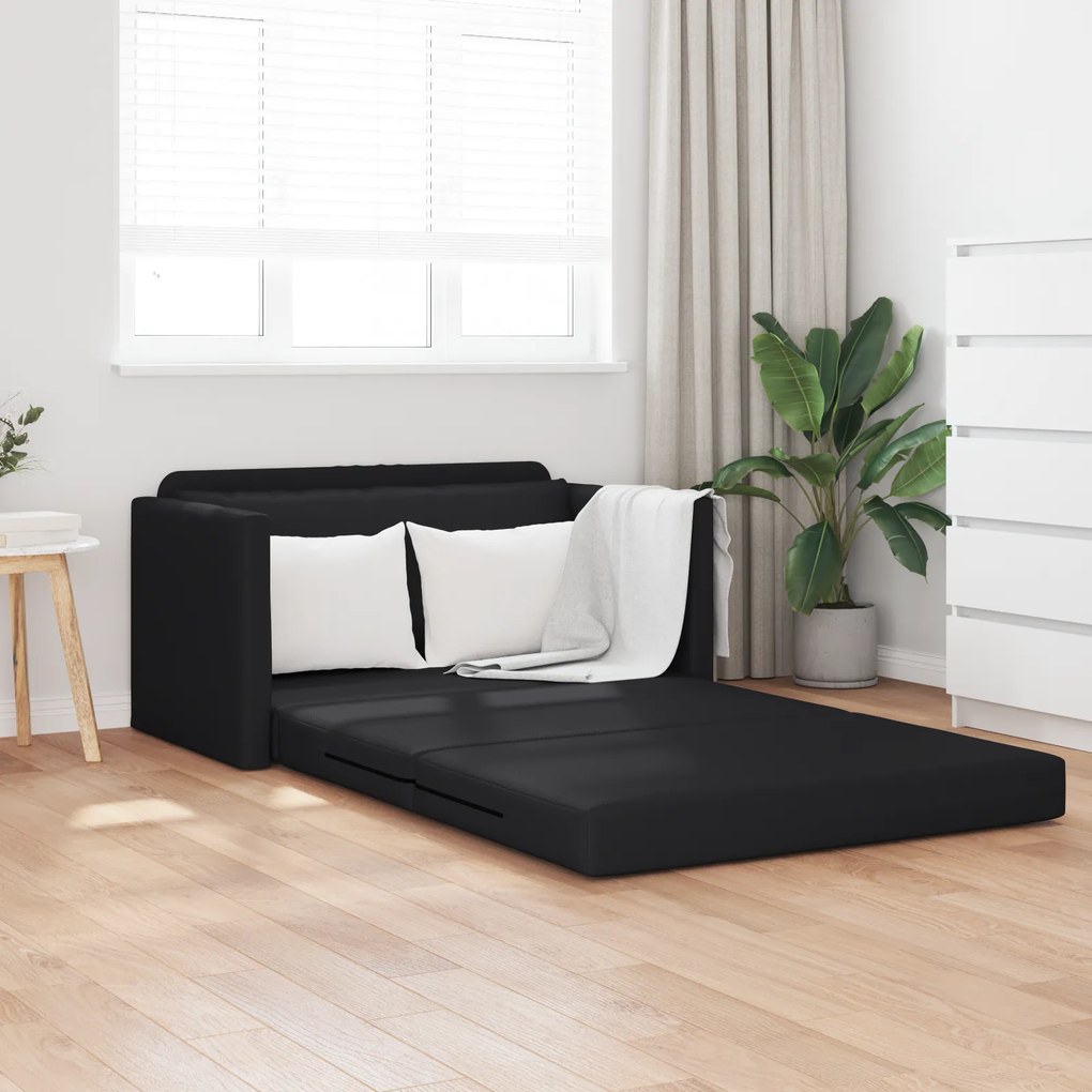 vidaXL Καθιστικός Καναπές Κρεβάτι 2 σε 1 Μαύρος 124x71x78 εκ Ψεύτικο Δέρμα
