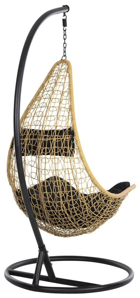 ΚΡΕΜΑΣΤΗ ΠΟΛΥΘΡΟΝΑ ΦΩΛΙΑ MILLIE HM5996.04 ΜΕΤΑΛΛΟ ΜΑΥΡΟ-ΣΥΝΘ.RATTAN ΜΠΕΖ Φ95x195Υεκ.