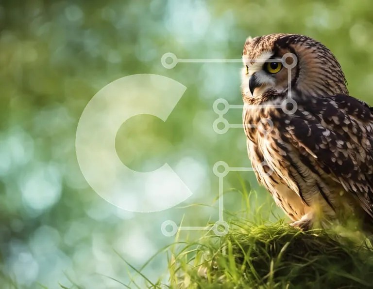 Σετ των 2 Intra Συλλεκτικό Ξύλινο Παζλ Plywood  4mm - Καφέ κουκουβάγια σκαρφαλωμένη στο Grass Mound Σε Ξύλινο Κουτί - Διαστάσεις: 10x10 cm – 25 κομμάτια