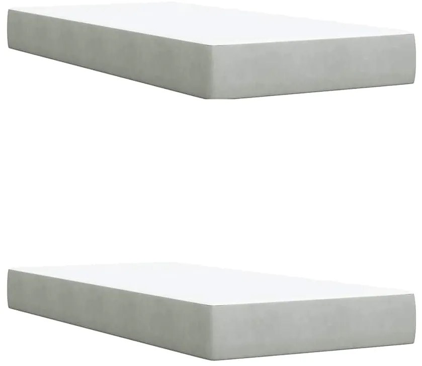 vidaXL Κρεβάτι Boxspring με Στρώμα Ανοιχτό Γκρι 200x200 εκ. Βελούδινο